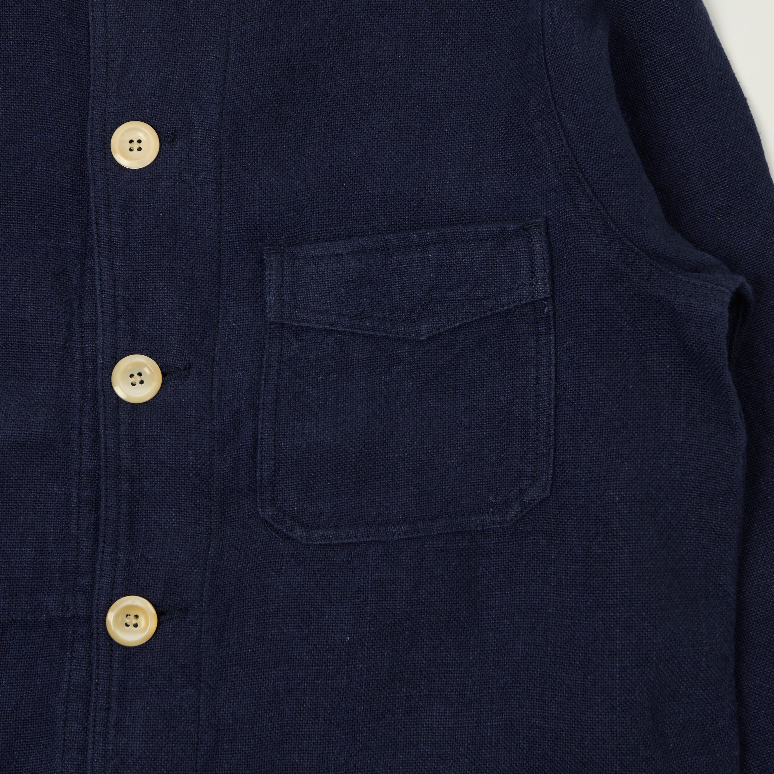 Drake's Heavy Linen 5-Pocket Chore Jacket - Navy