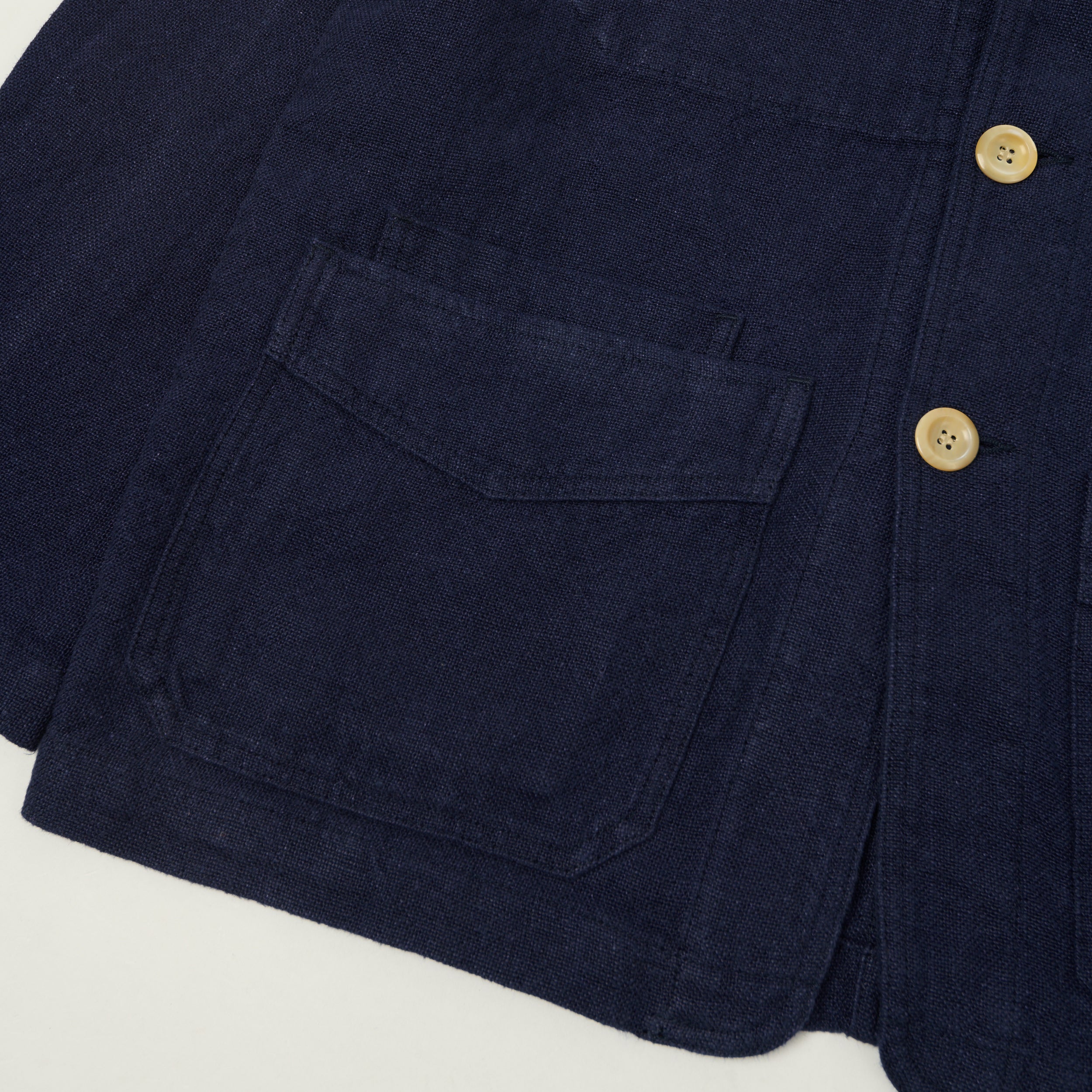 Drake's Heavy Linen 5-Pocket Chore Jacket - Navy