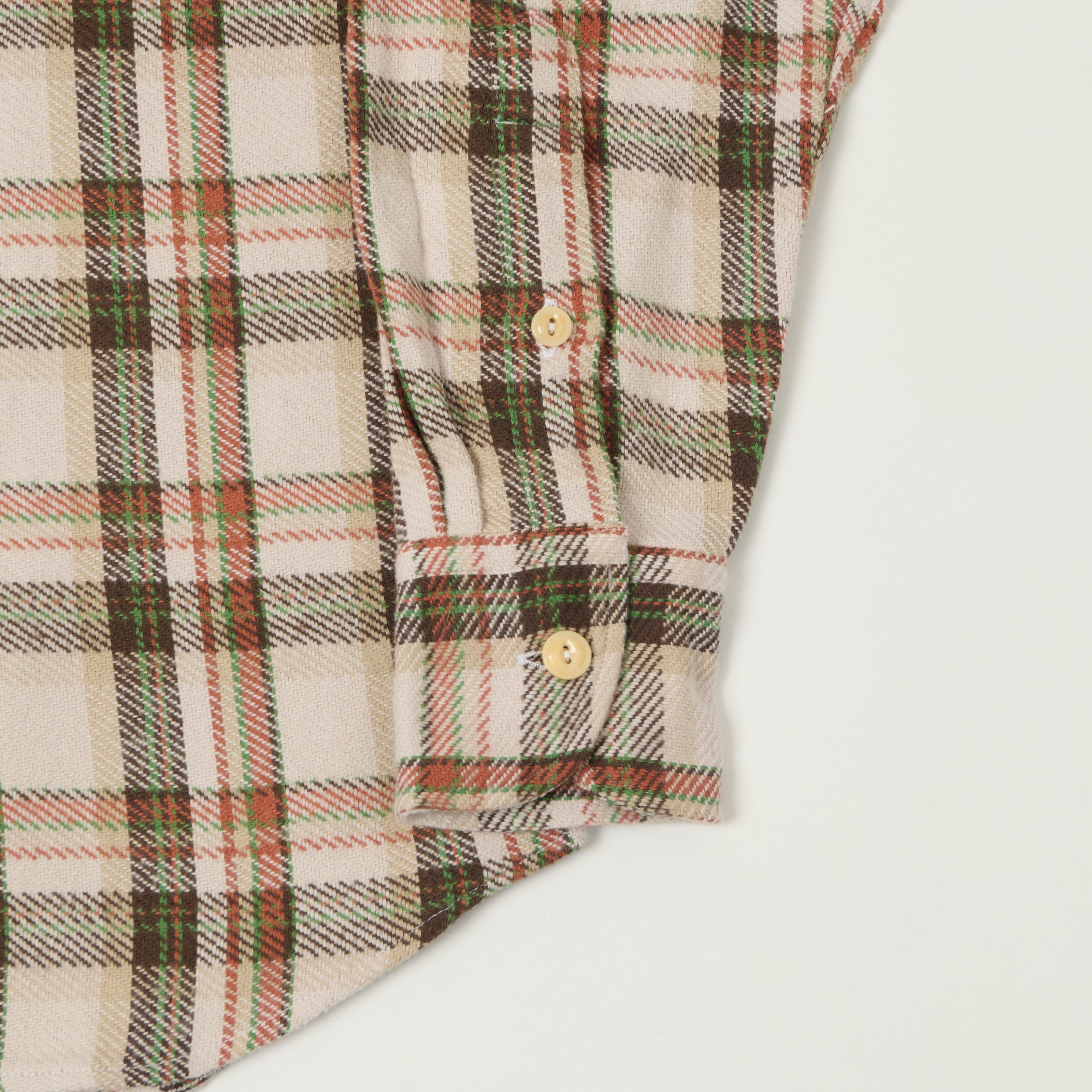 Drake's Heavy Japanese Flannel Work Shirt - Ecru/Multi