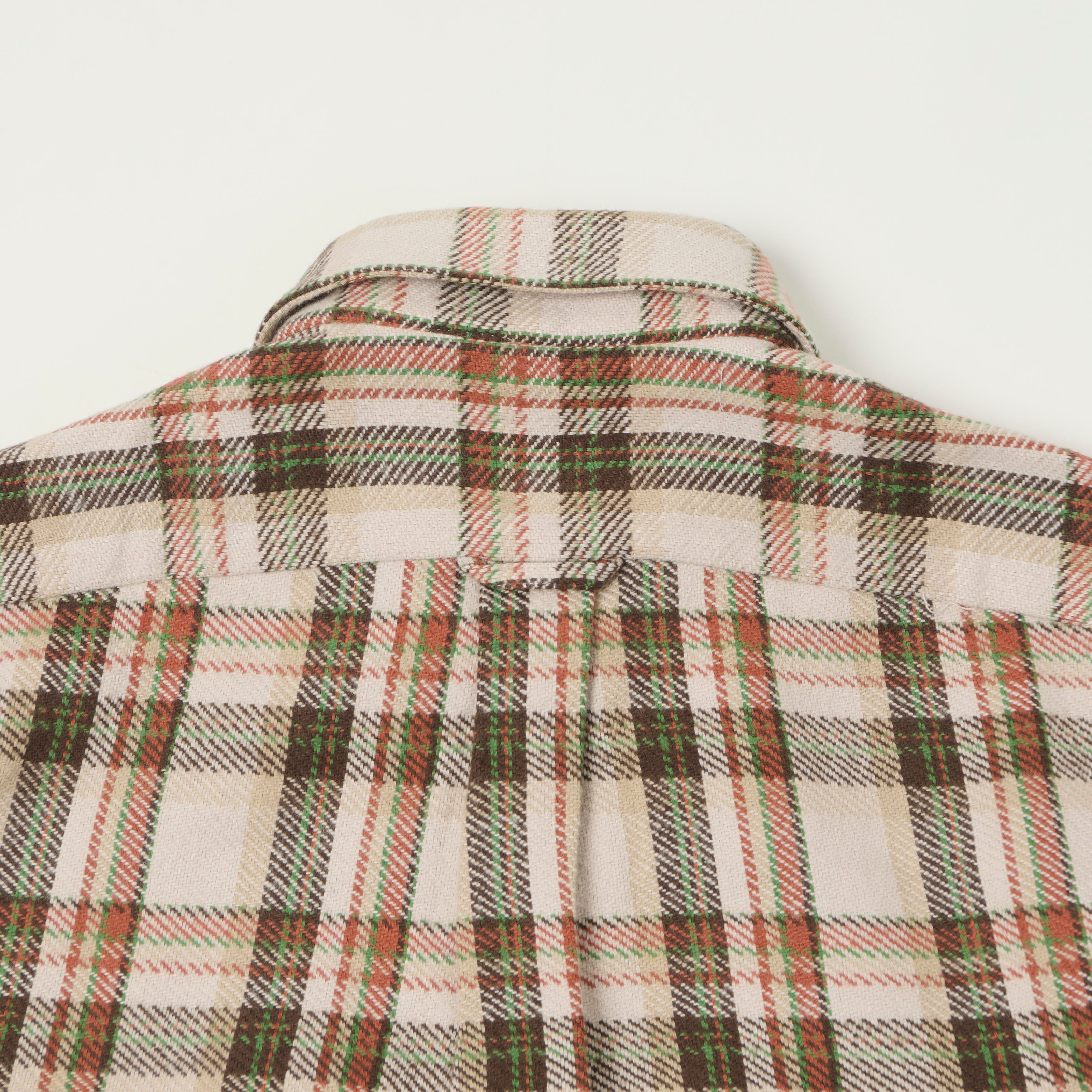 Drake's Heavy Japanese Flannel Work Shirt - Ecru/Multi