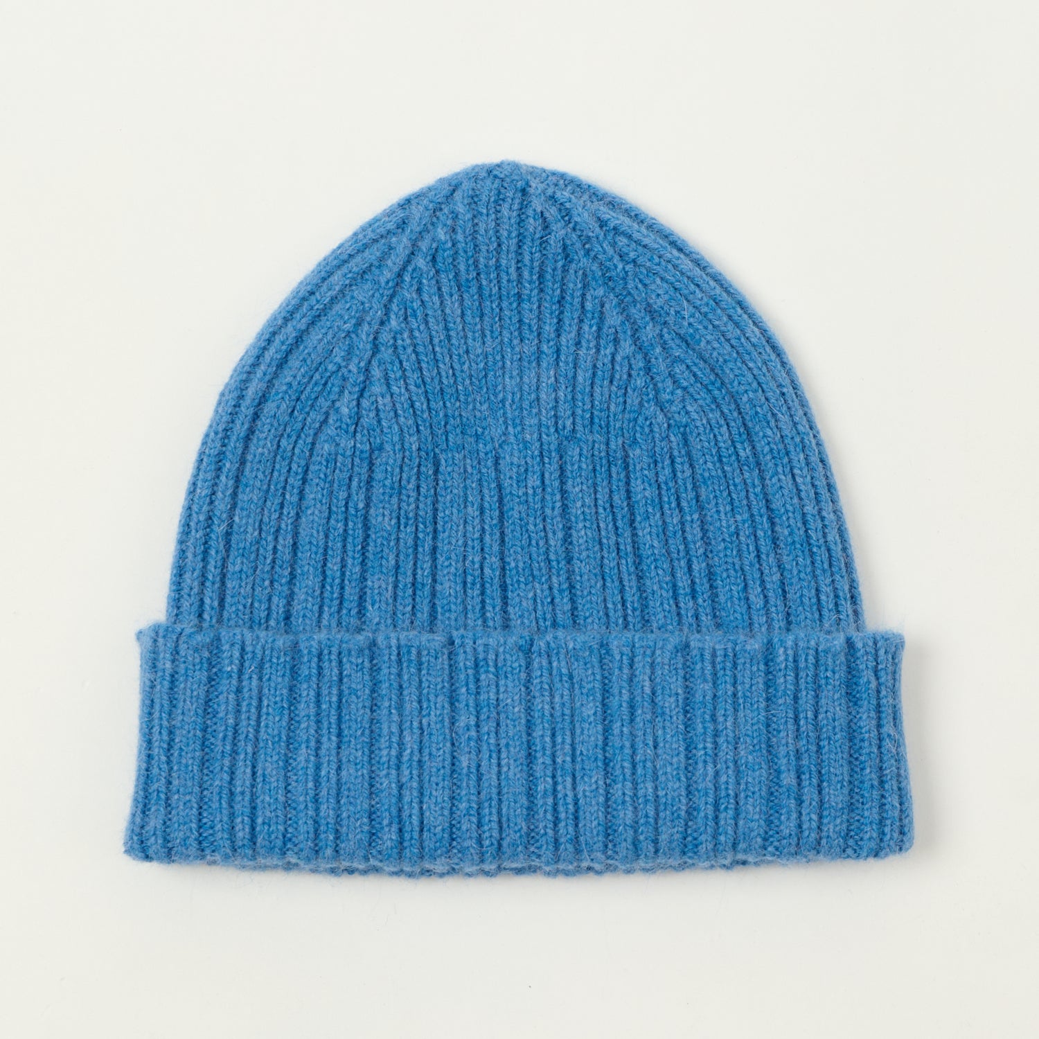 Drake's Lambswool Ribbed Knit Beanie - Lomond Blue