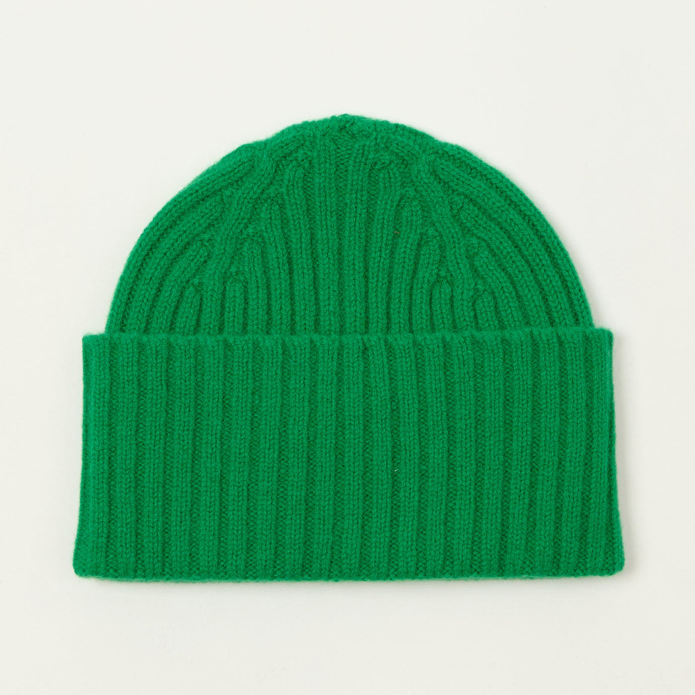 Drake's Lambswool Ribbed Knit Beanie - Billiard Green