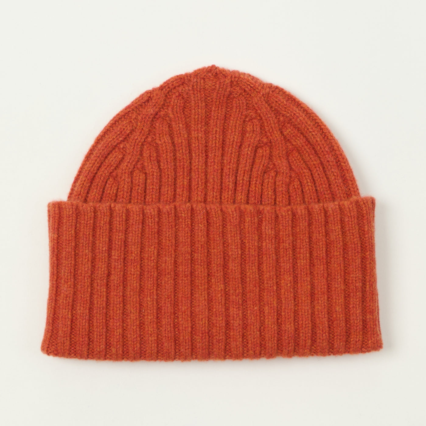 Drake's Lambswool Ribbed Knit Beanie - Ember