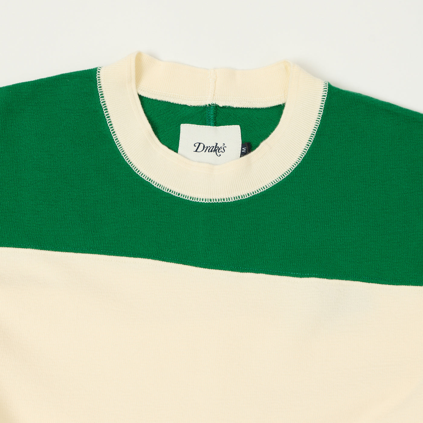 Drake's Contrast Football T-Shirt - Antique White/Green