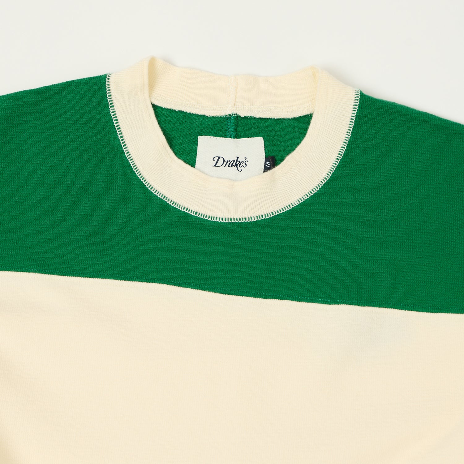 Drake's Contrast Football T-Shirt - Antique White/Green
