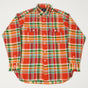 Drake's Cotton Linen Madras Work Shirt - Red/Orange/Green