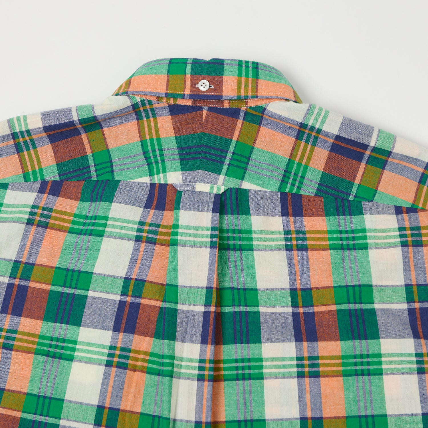 Drake's Button Down Madras Shirt - Green/Orange/Blue