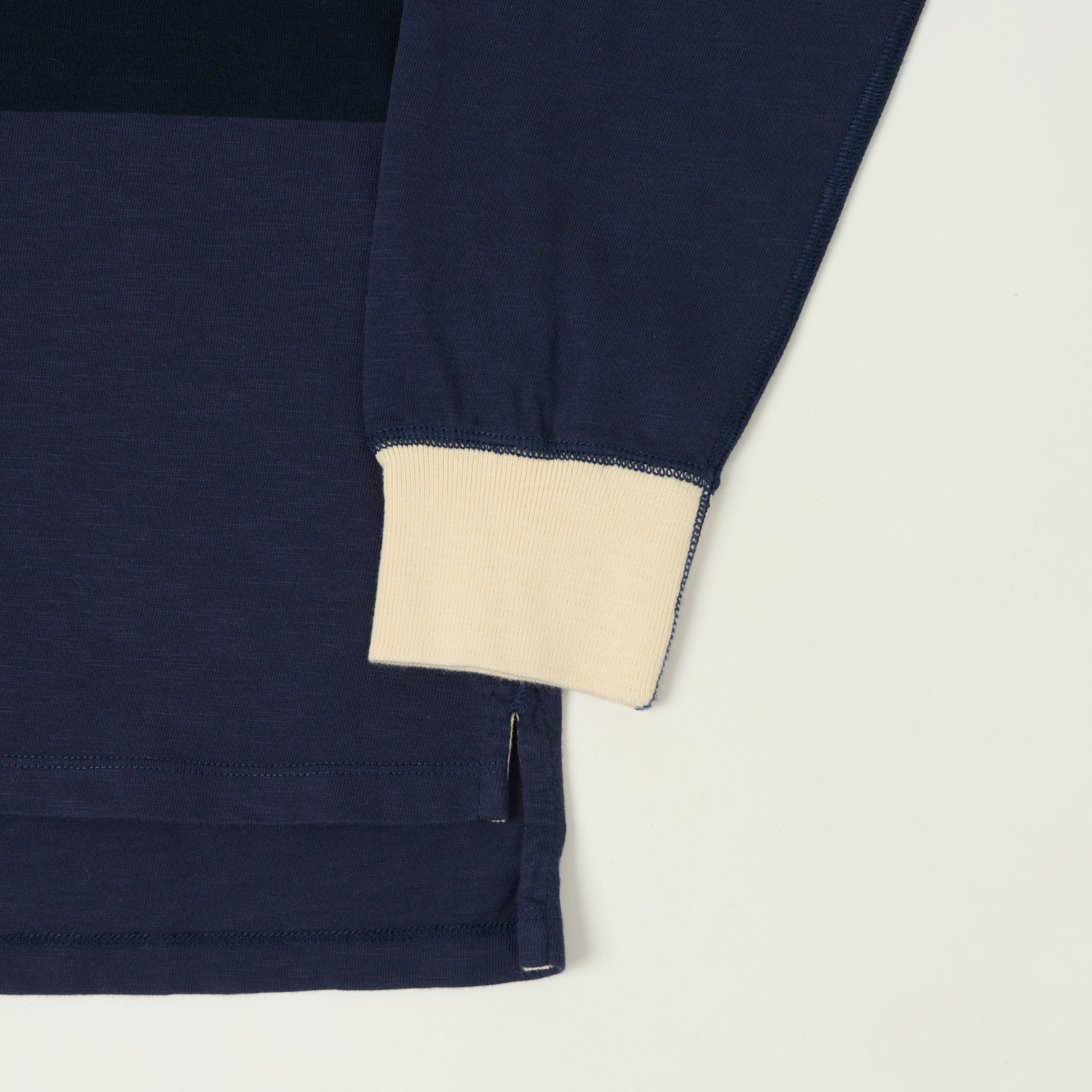 Drake's Mock Neck Rugby Shirt - Dark Navy/Ecru