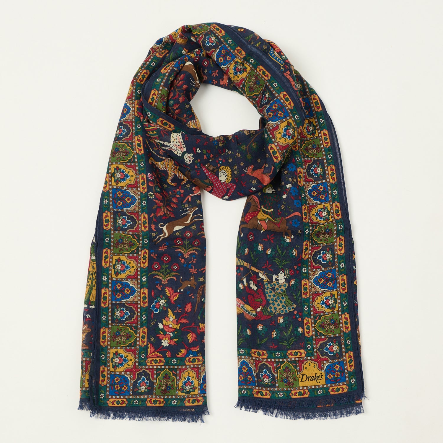 Drake's 'Mughal and Stars' Wool/Silk Scarf - Navy – SON OF A STAG