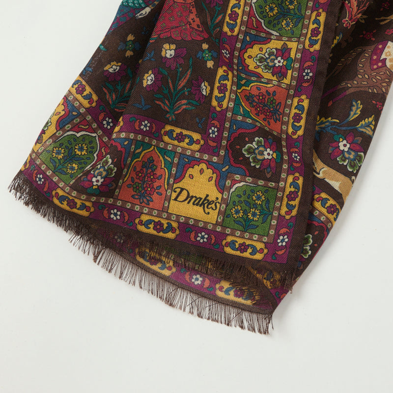 Drake's 'Mogul' Wool/Silk Scarf - Brown