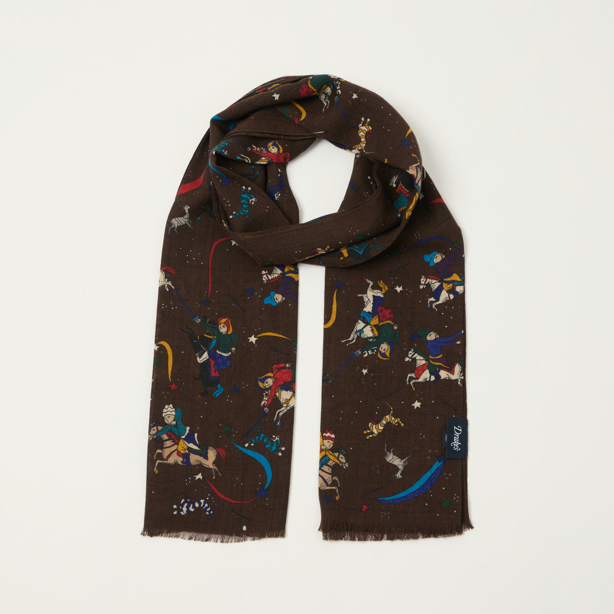 Drake's 'Mughal and Stars' Wool/Silk Scarf - Brown – SON OF A STAG