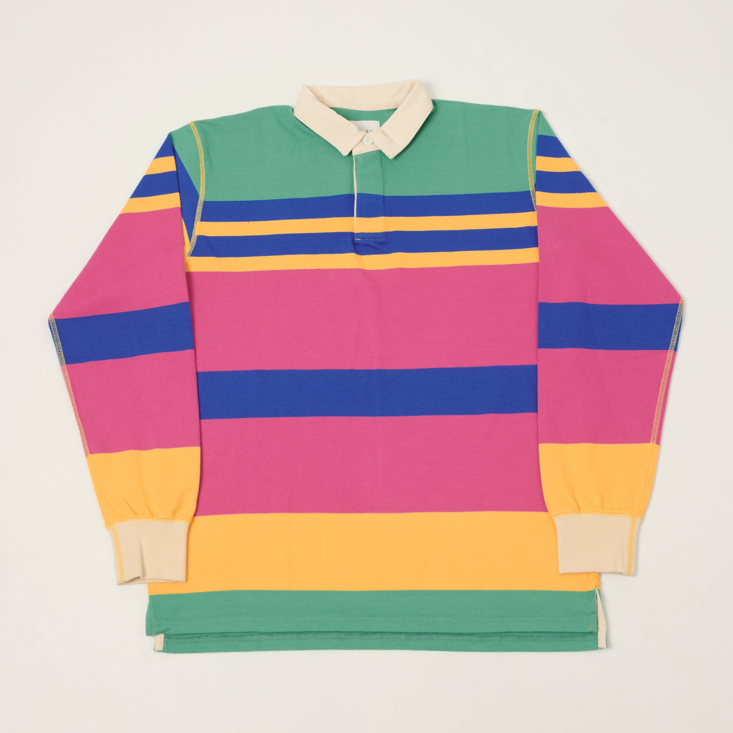 Drake's 'Pastel Stripe' Rugby Shirt - Pink/Blue/Mint