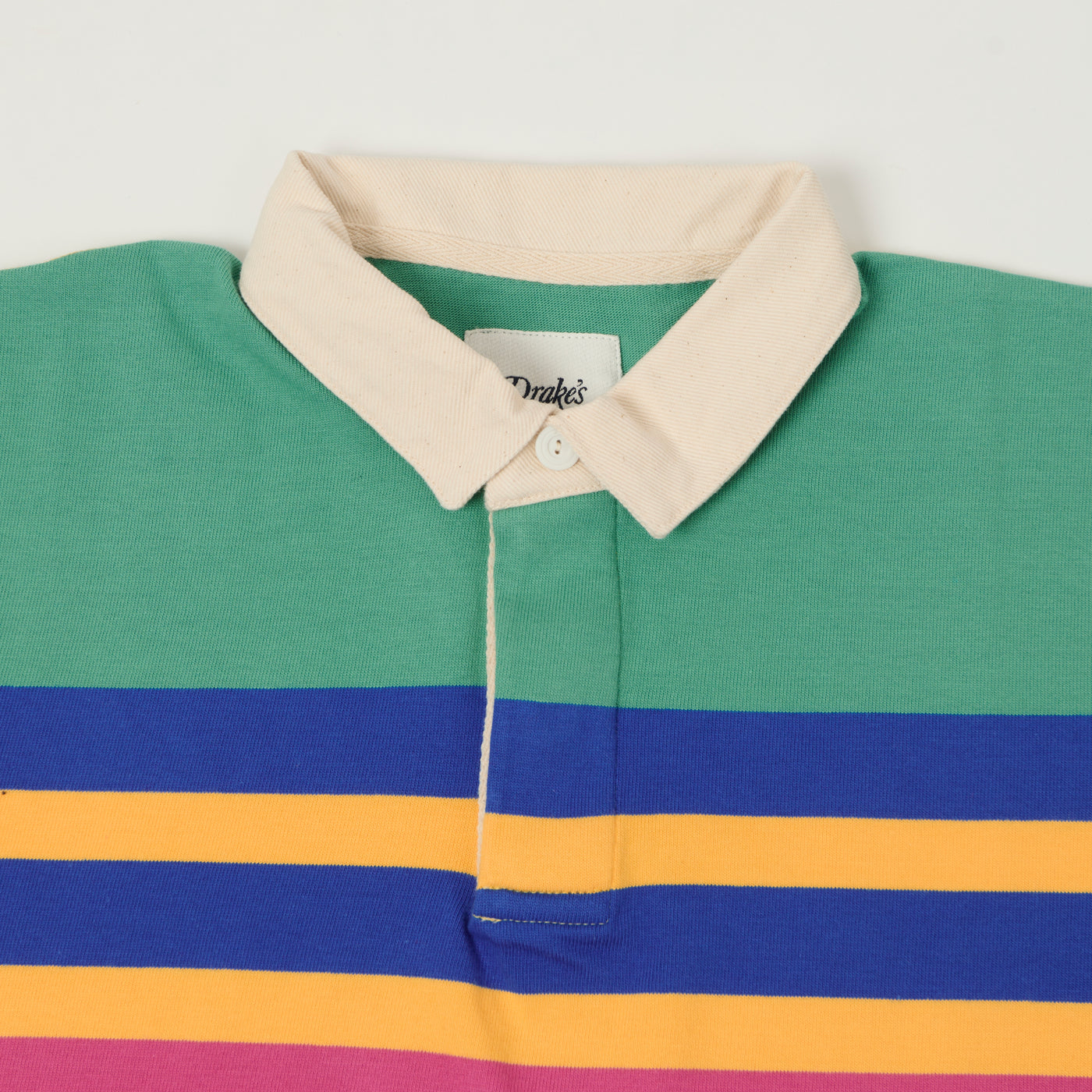 Drake's 'Pastel Stripe' Rugby Shirt - Pink/Blue/Mint