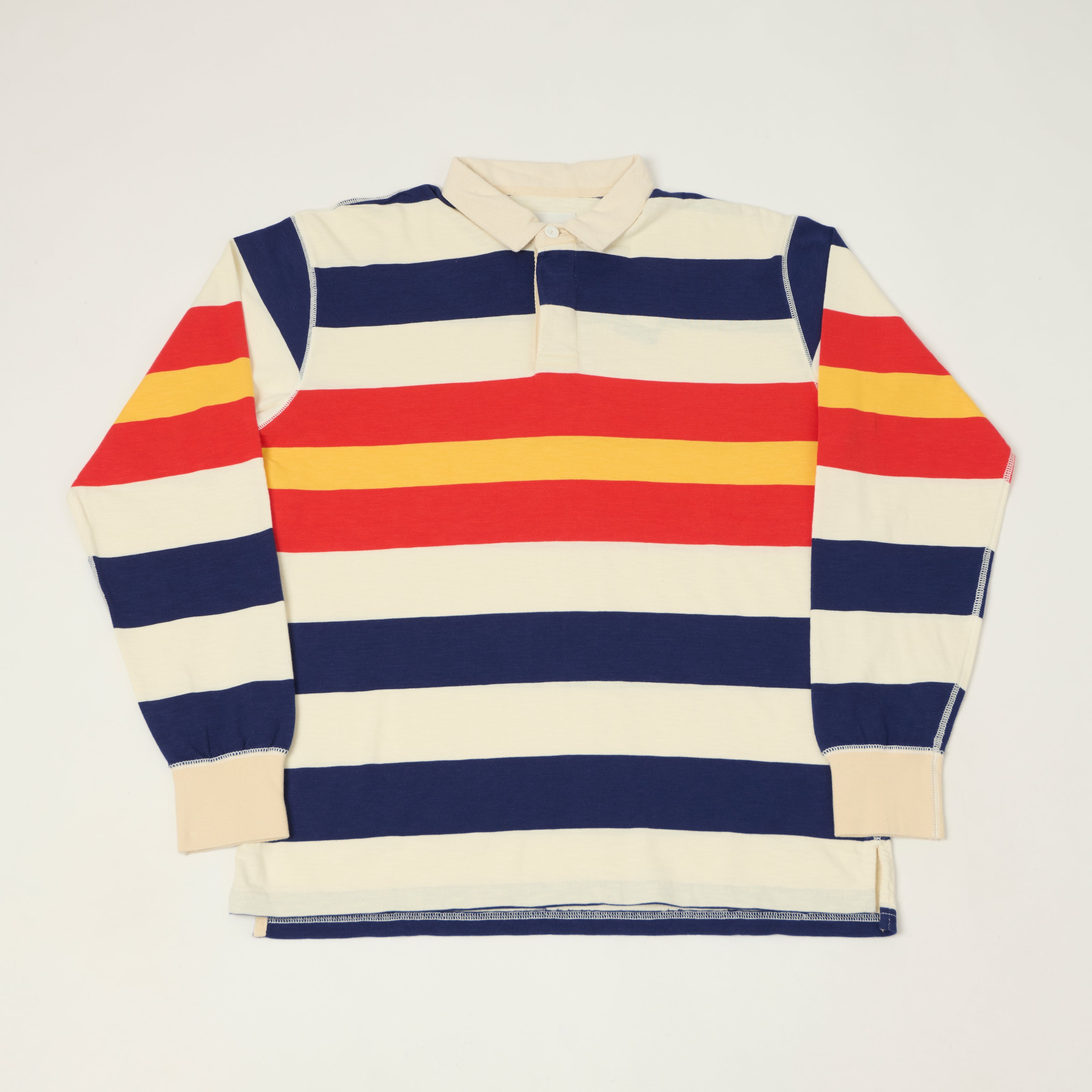 Drake's Classic Rugby Shirt - White/Navy/Flame