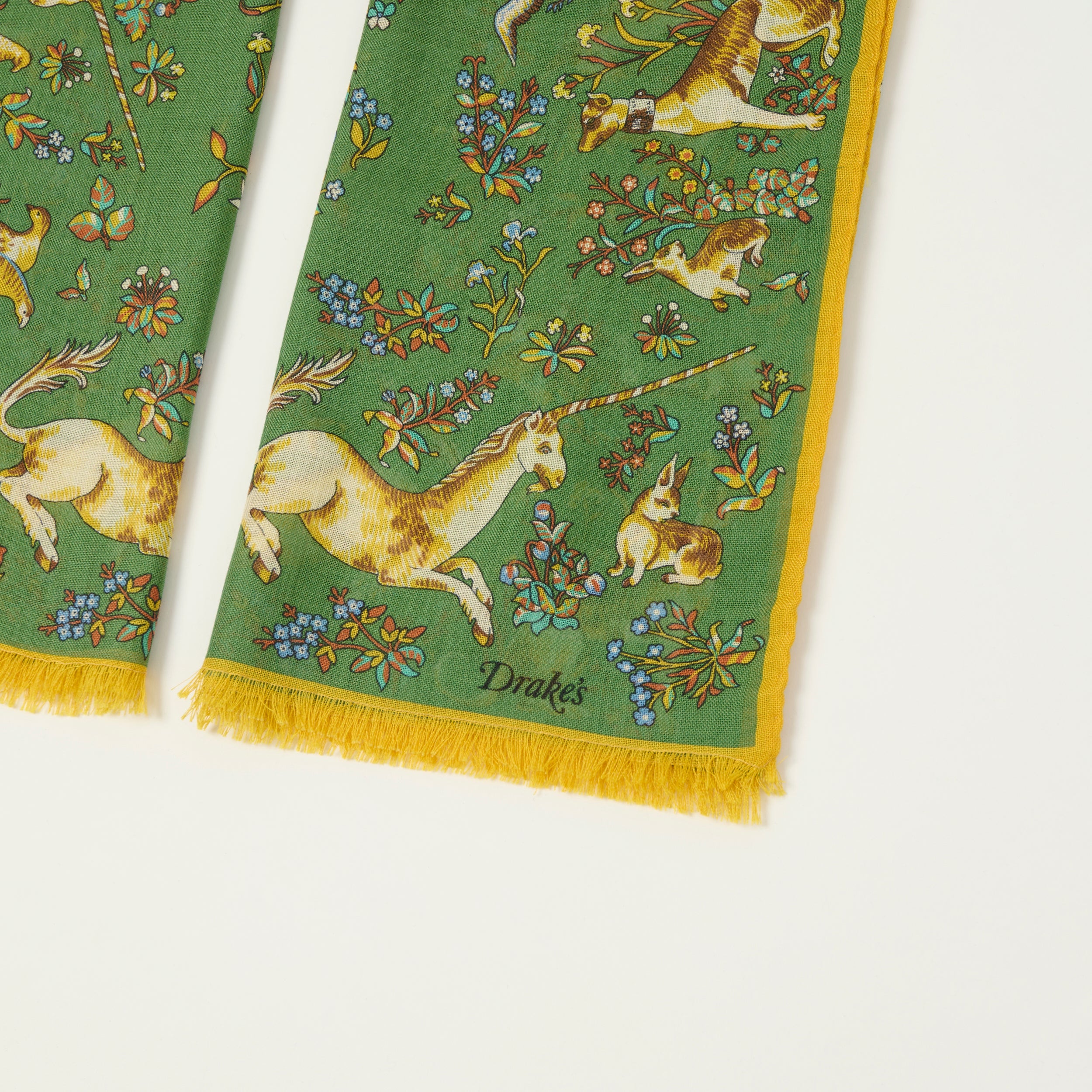 Drake's 'Unicorn' Wool/Silk Scarf - Olive