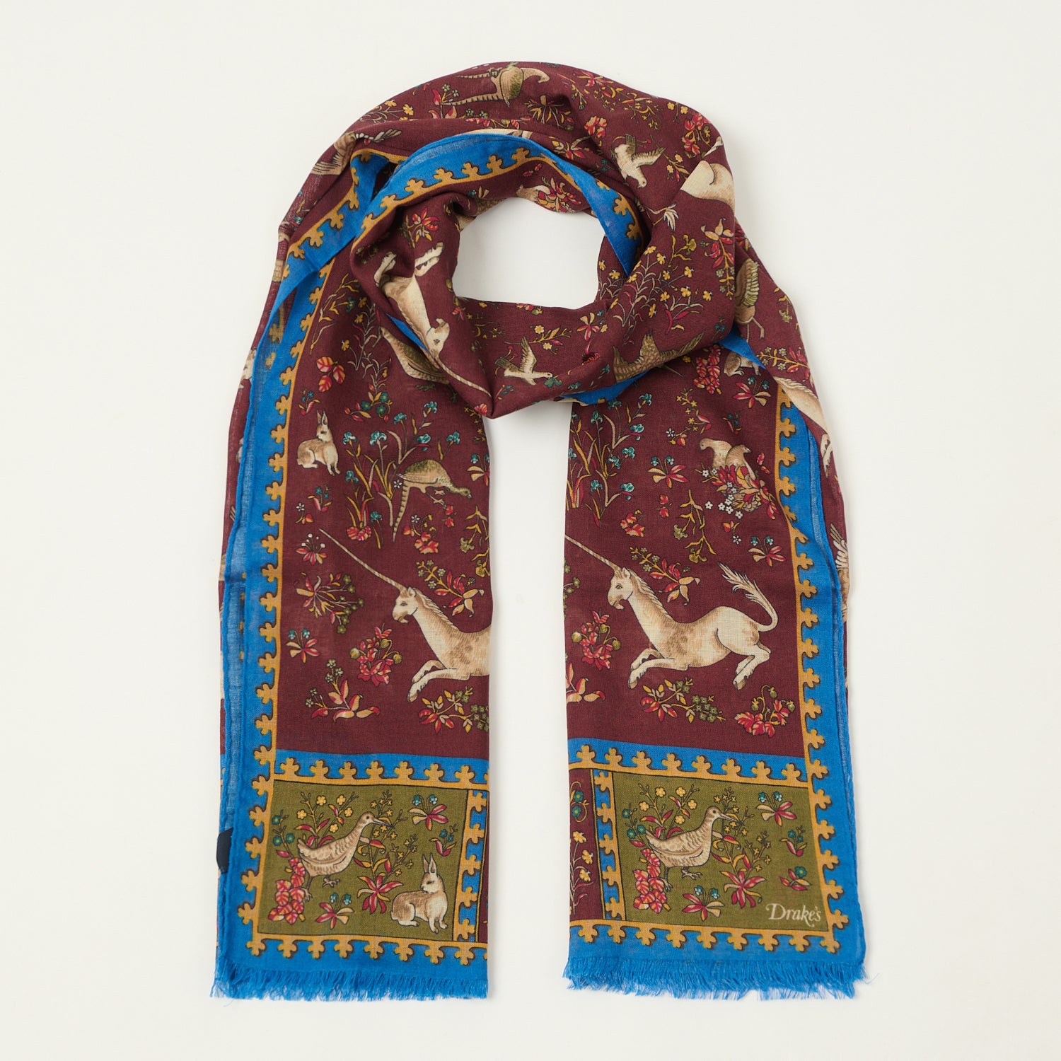 Drake's 'Bird of Paradise' Wool/Silk Tubular Scarf - Navy – SON OF