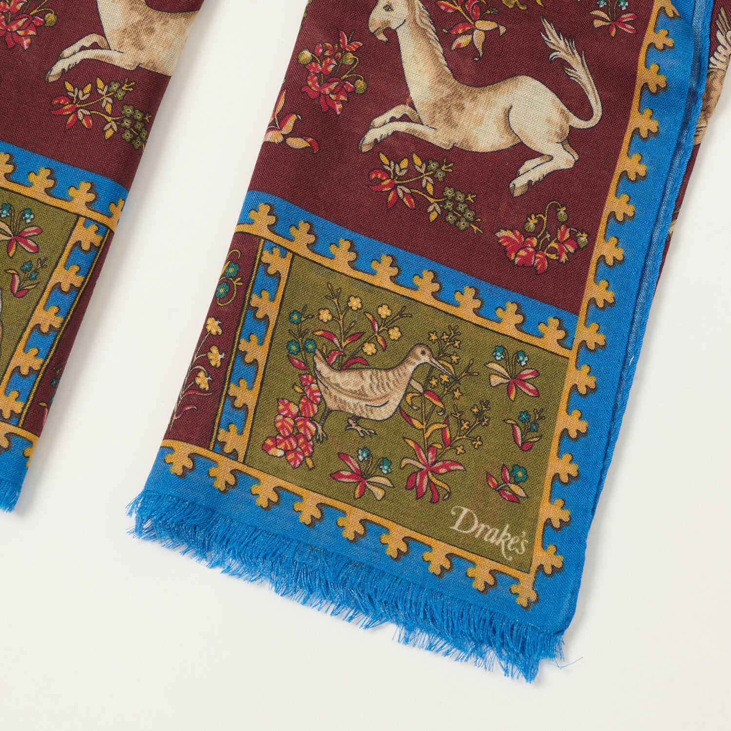 Drake's 'Unicorn' Wool/Silk Scarf - Burgundy