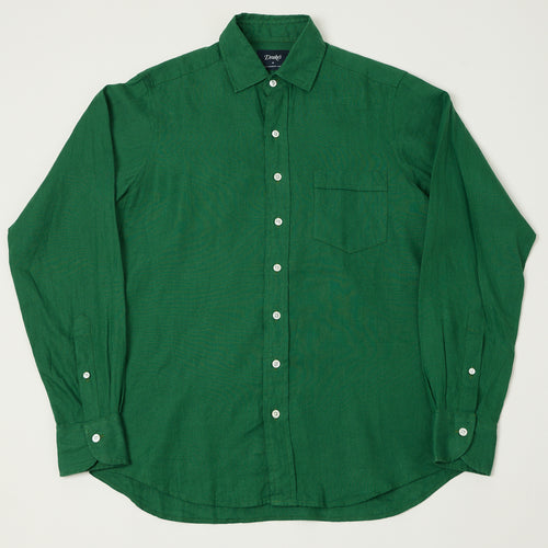 Drake's Linen Summer Shirt - Forest Green