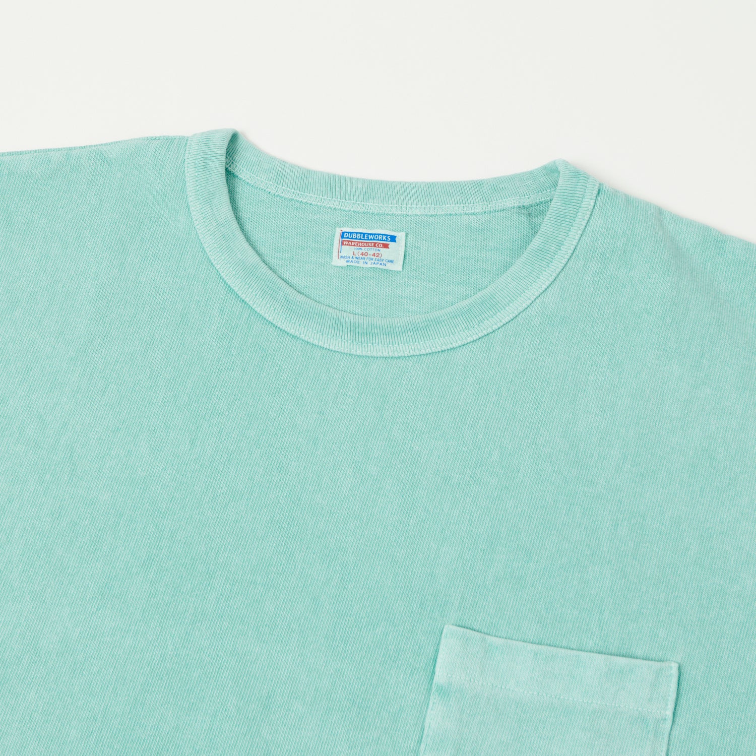 Dubbleworks Heavy Fabric Pigment Dye Pocket Tee - Light Turquoise