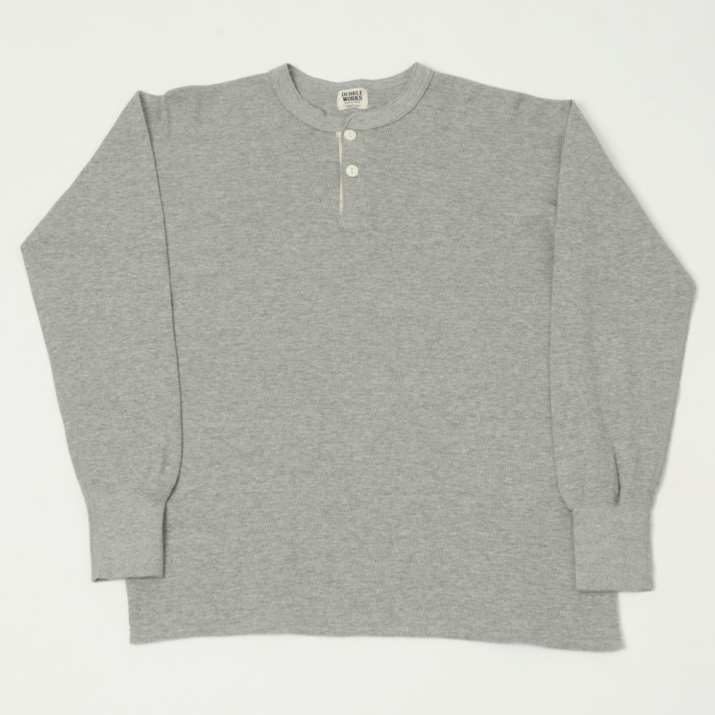 Dubbleworks Long Sleeve Thermal Henley - Heather Grey