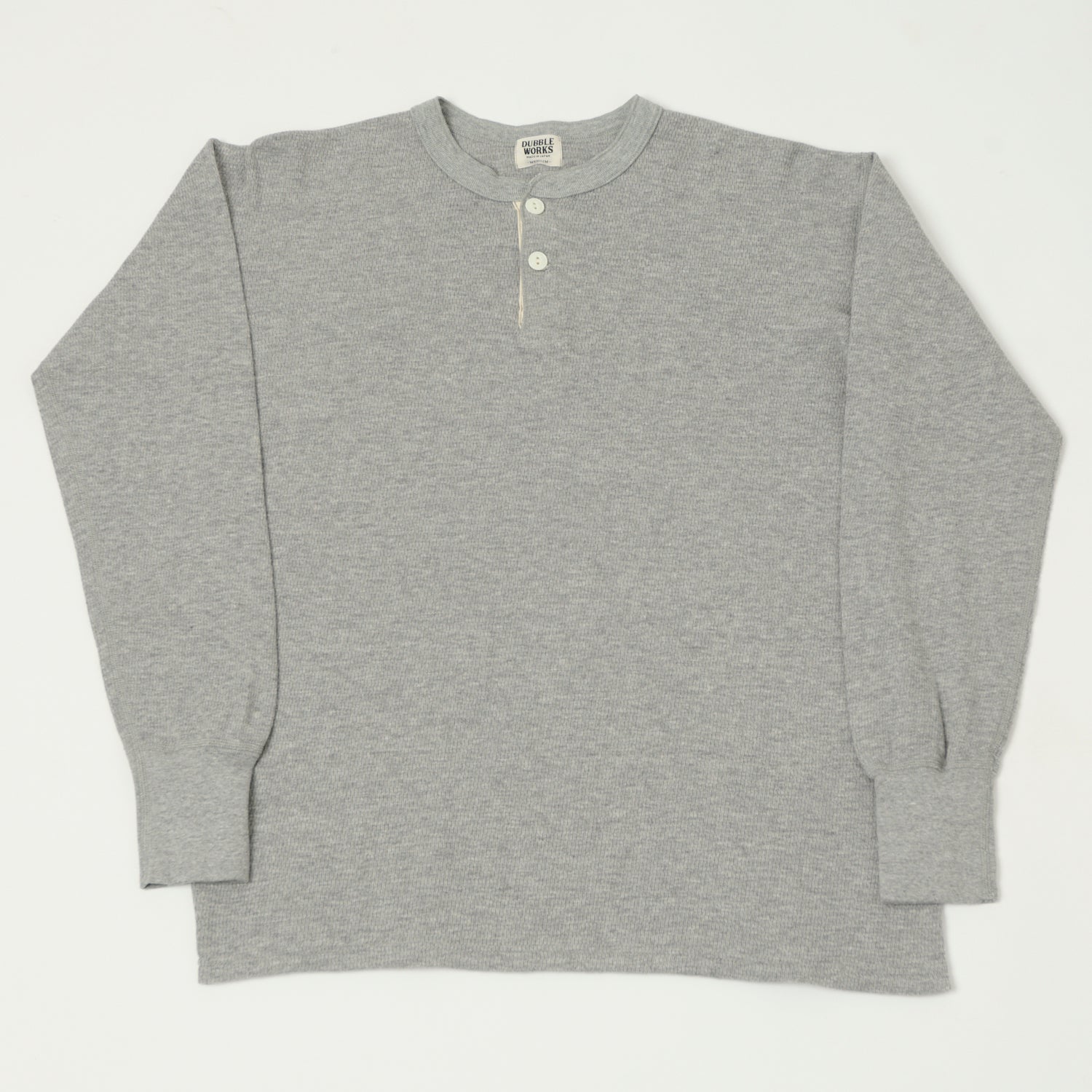Dubbleworks Long Sleeve Thermal Henley - Heather Grey