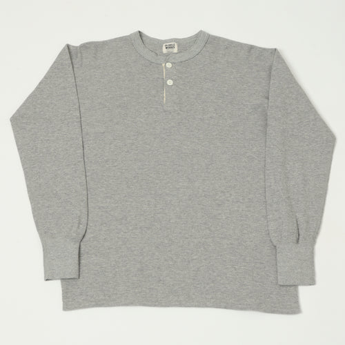Dubbleworks Long Sleeve Thermal Henley - Heather Grey