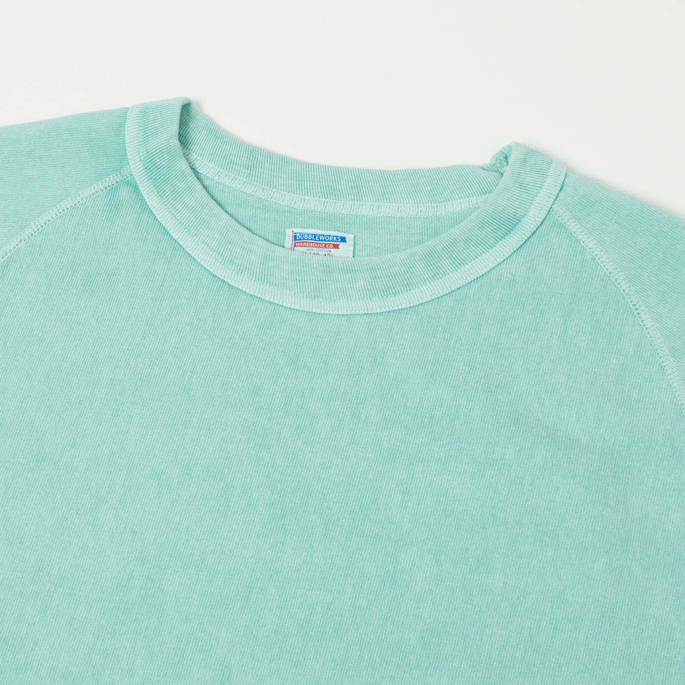Dubbleworks Heavy Fabric Raglan Sleeve Pigment Dye Tee- Lt Turquoise