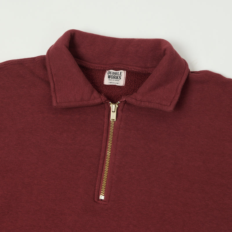 Dubbleworks Tsuriami Quarter Zip Sweatshirt - Burgundy