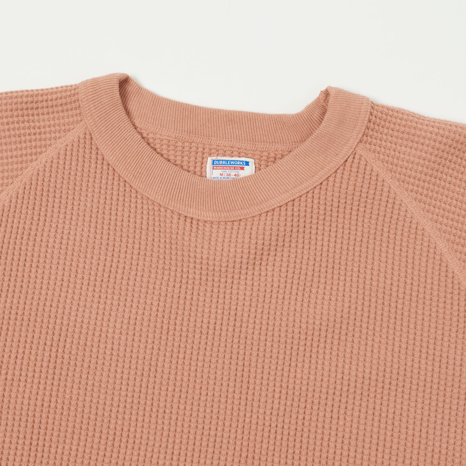 Dubbleworks Long Sleeve Heavy Waffle Tee - Salmon Pink