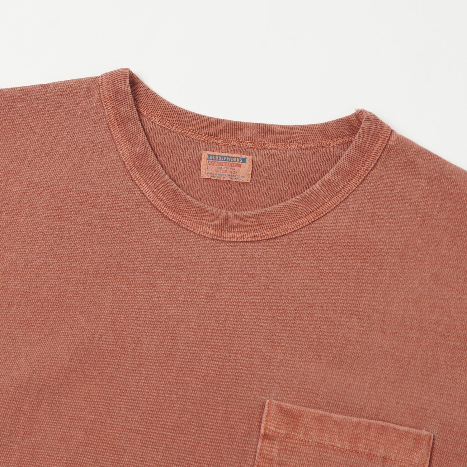 Dubbleworks Heavy Fabric Pigment Dye Pocket Tee - Brick Red