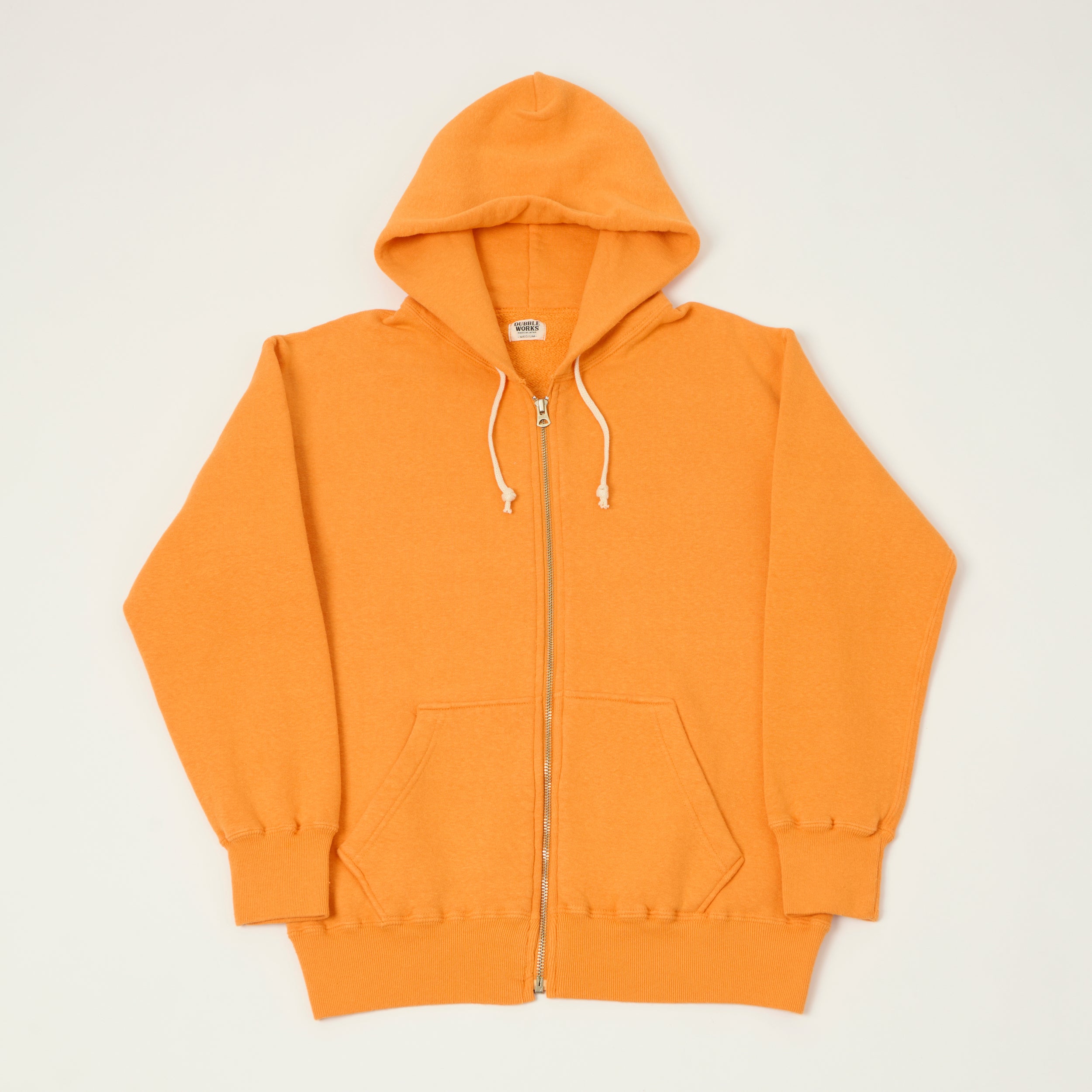 Dubbleworks Loop Wheel Zip Hoodie - Fade Orange