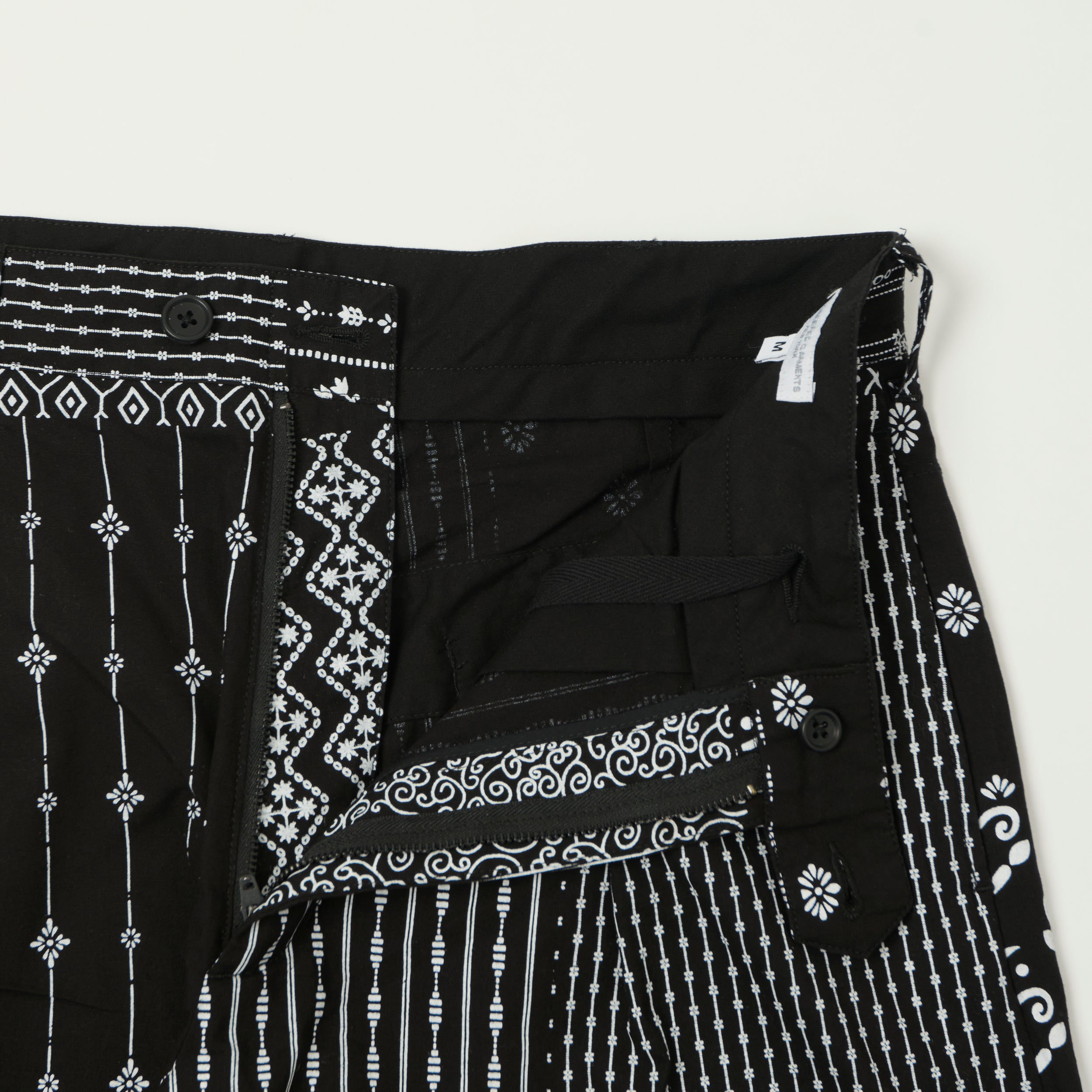 Engineered Garments 'Carlyle' Patchwork Trouser - Black/White