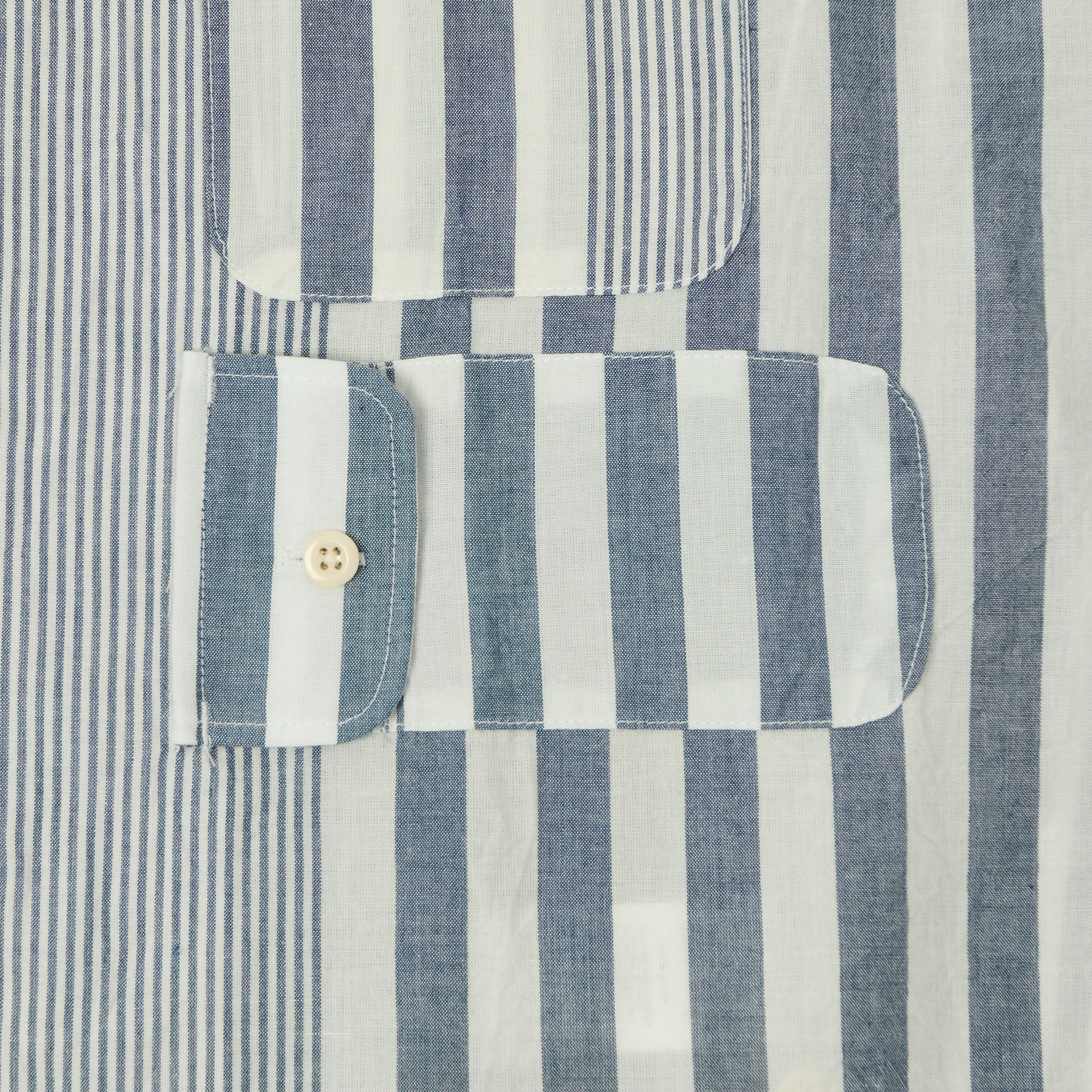 Engineered Garments Striped Chambray Bowling Shirt - Blue/White