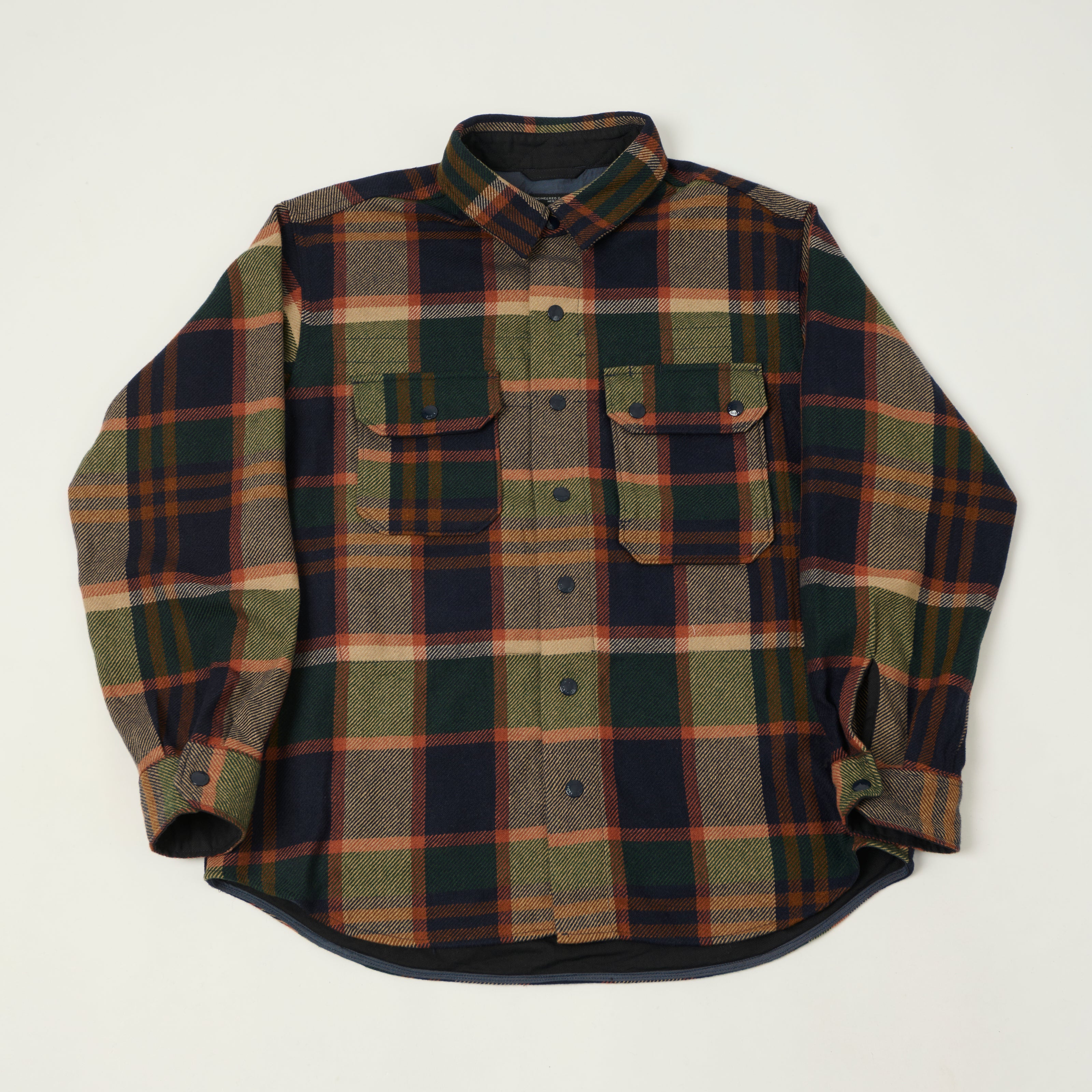Engineered Garments Heavy Wool Plaid CPO Overshirt - Navy/Brown