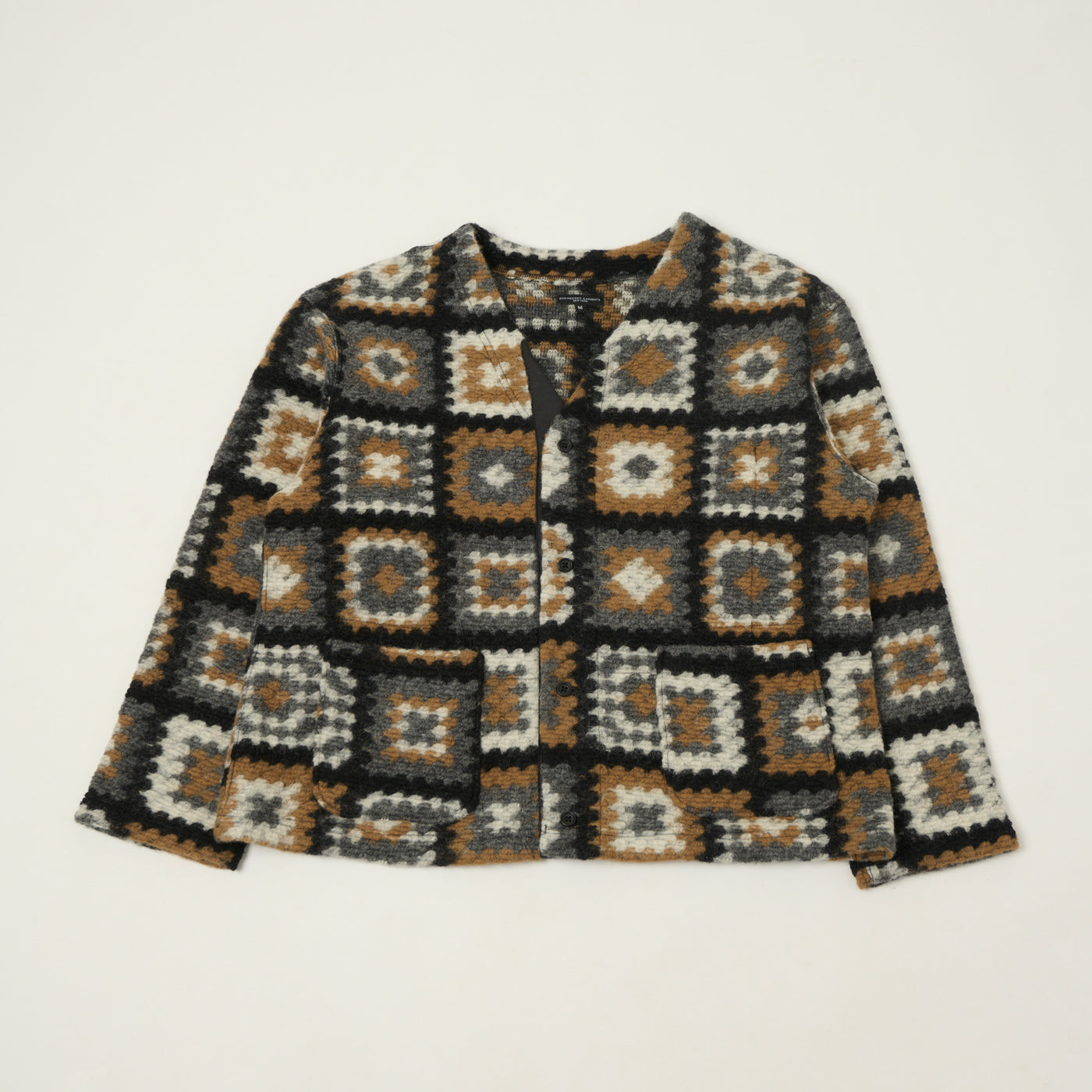 Engineered Garments Wool Chenille Knit Cardigan - White/Black/Brown