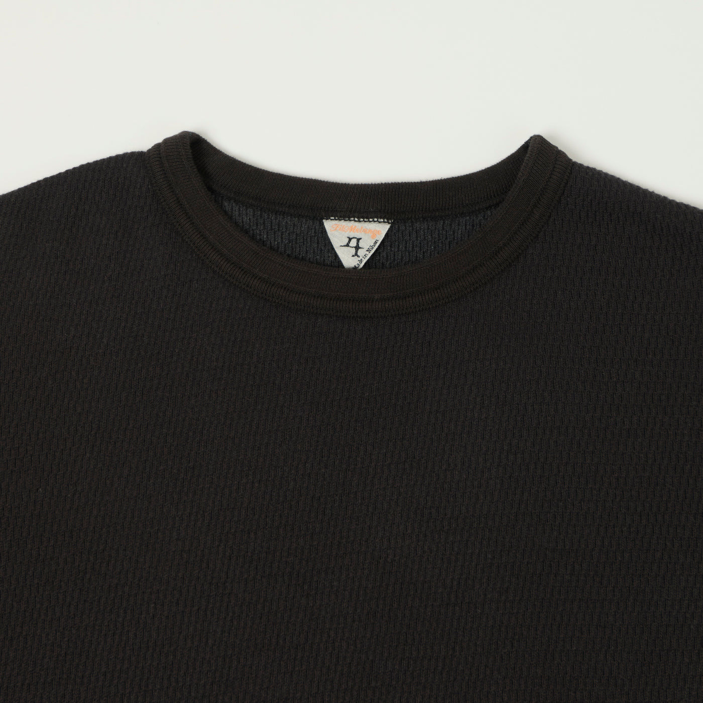 FilMelange 'Dan' Honeycomb Knit Thermal T-Shirt - Charcoal Black