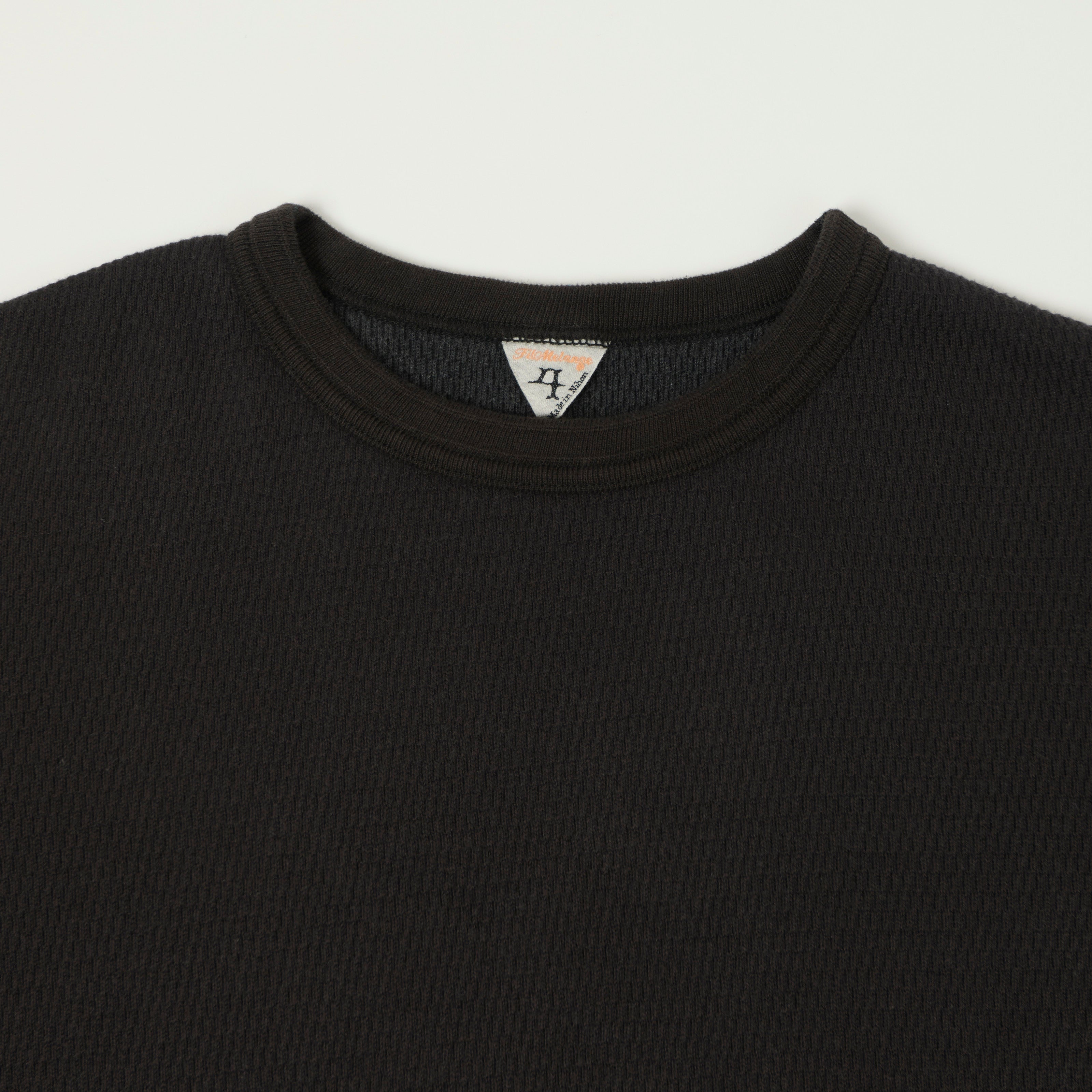 FilMelange 'Dan' Honeycomb Knit Thermal T-Shirt - Charcoal Black