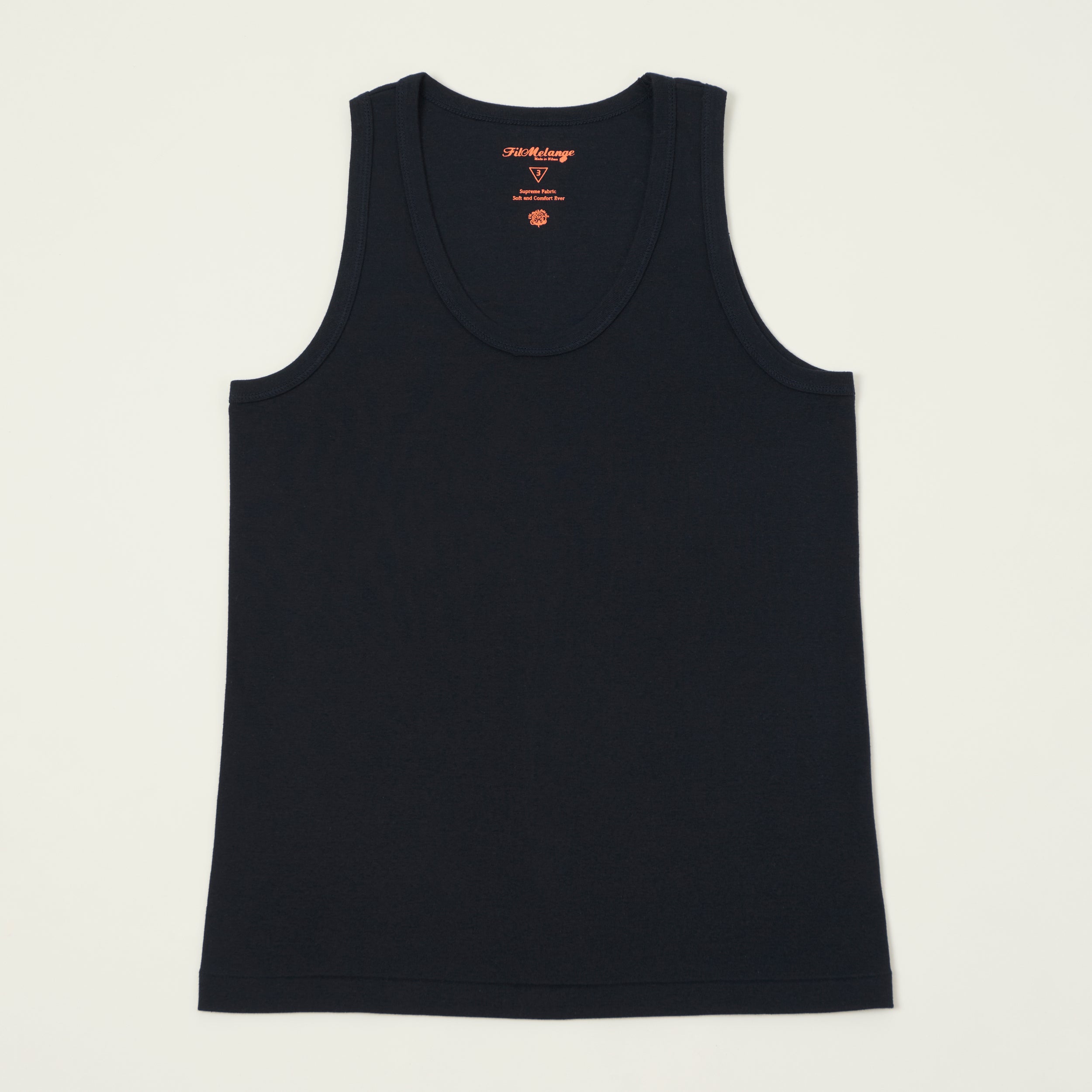 FilMelange 'Ryan' Organic Cotton Rib Vest - Black Navy