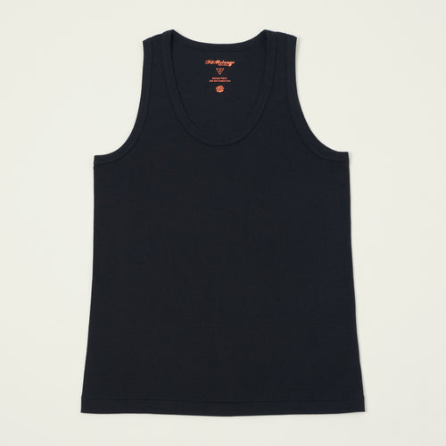 FilMelange 'Ryan' Organic Cotton Rib Vest - Black Navy