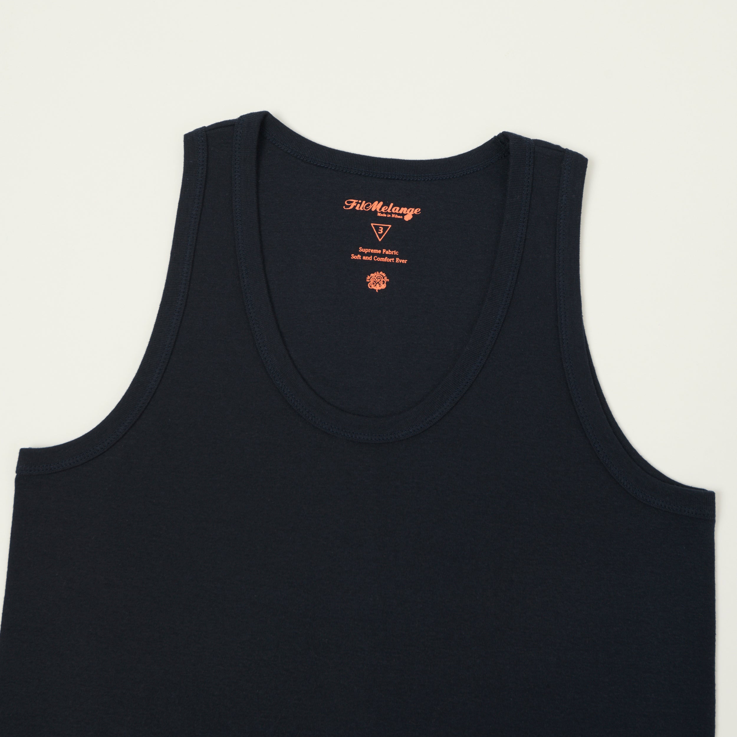 FilMelange 'Ryan' Organic Cotton Rib Vest - Black Navy