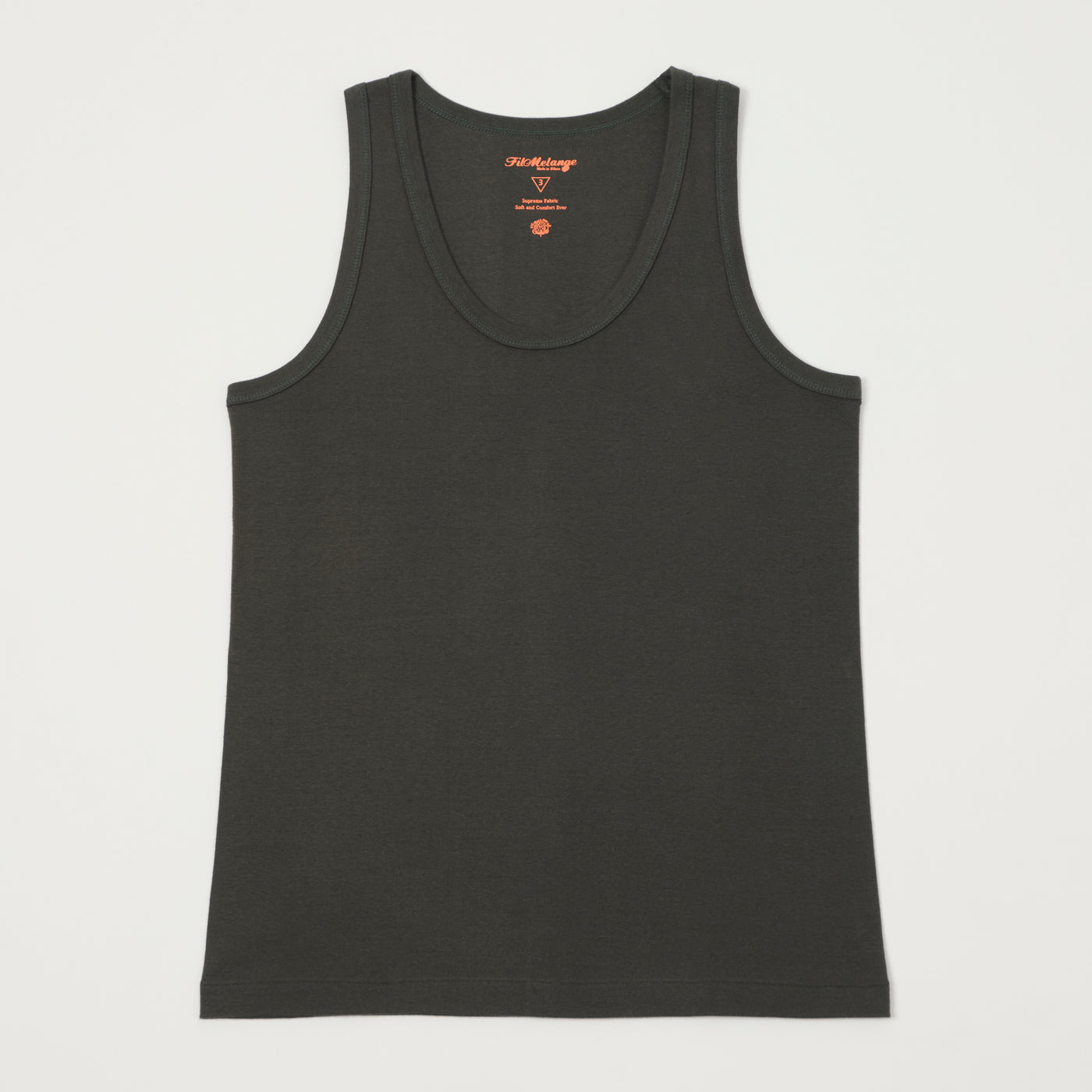 FilMelange 'Ryan' Organic Cotton Rib Vest - Charcoal/Khaki