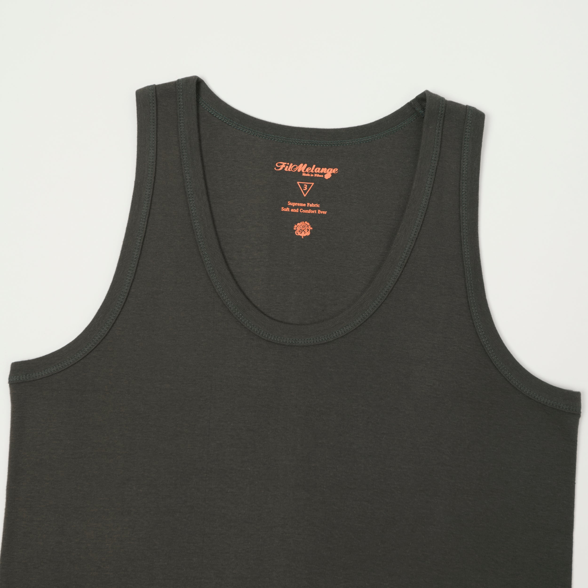 FilMelange 'Ryan' Organic Cotton Rib Vest - Charcoal/Khaki