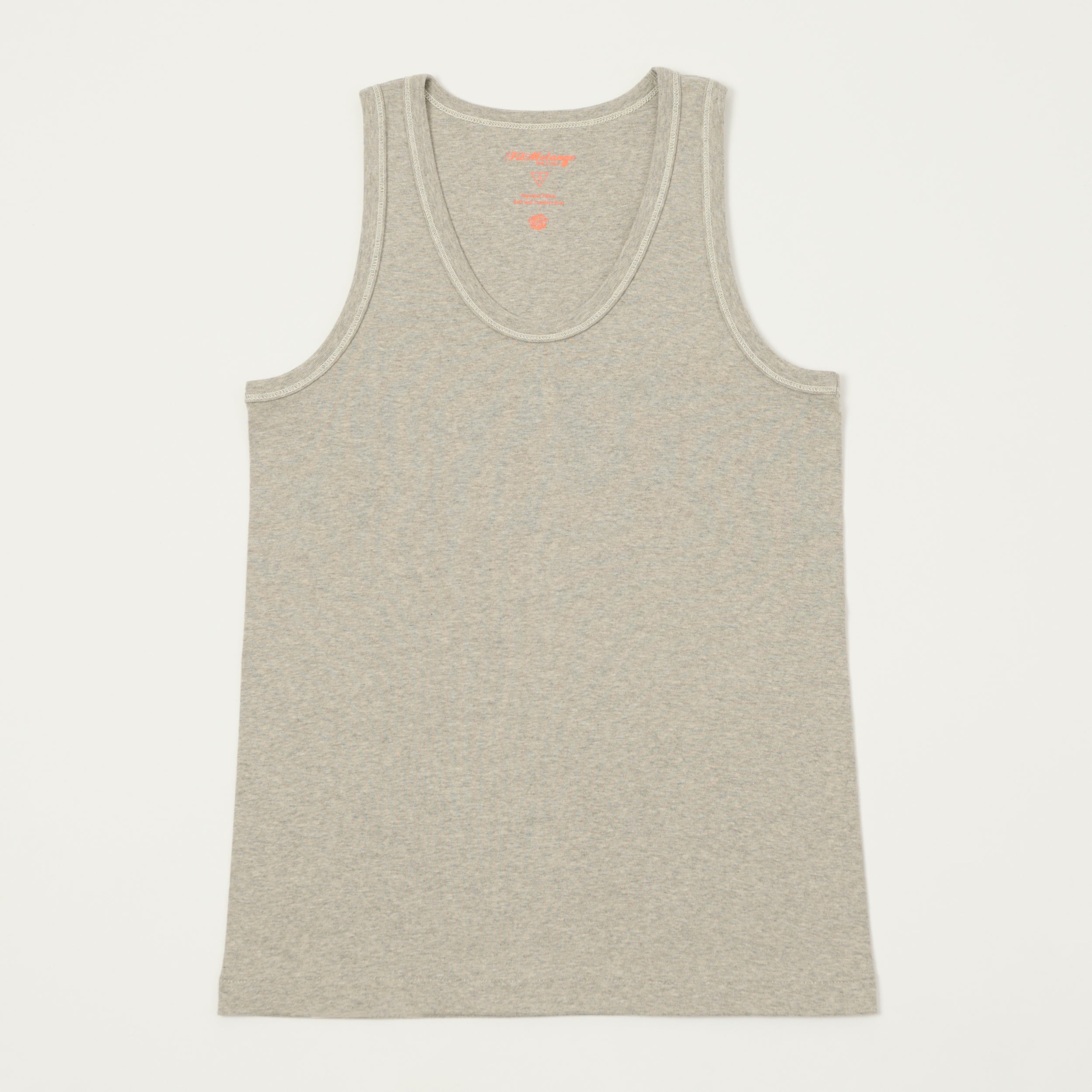 FilMelange 'Ryan' Organic Cotton Rib Vest - Light Melange