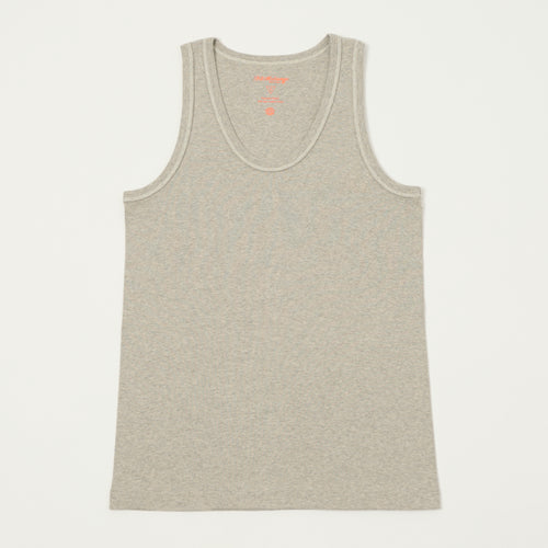 FilMelange 'Ryan' Organic Cotton Rib Vest - Light Melange