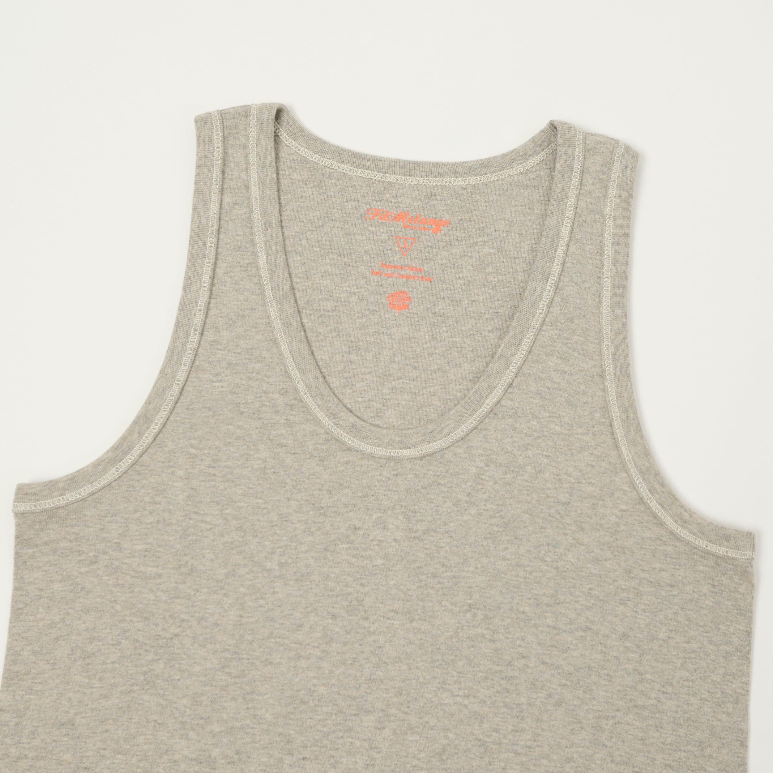 FilMelange 'Ryan' Organic Cotton Rib Vest - Light Melange