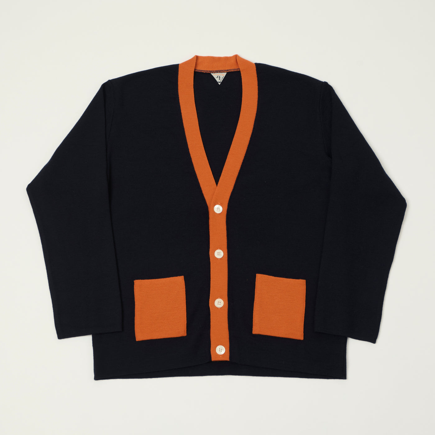 FilMelange 'Wallace' Contrast Wool Cardigan - Navy/Orange