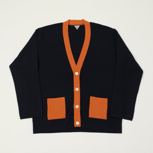FilMelange 'Wallace' Contrast Wool Cardigan - Navy/Orange