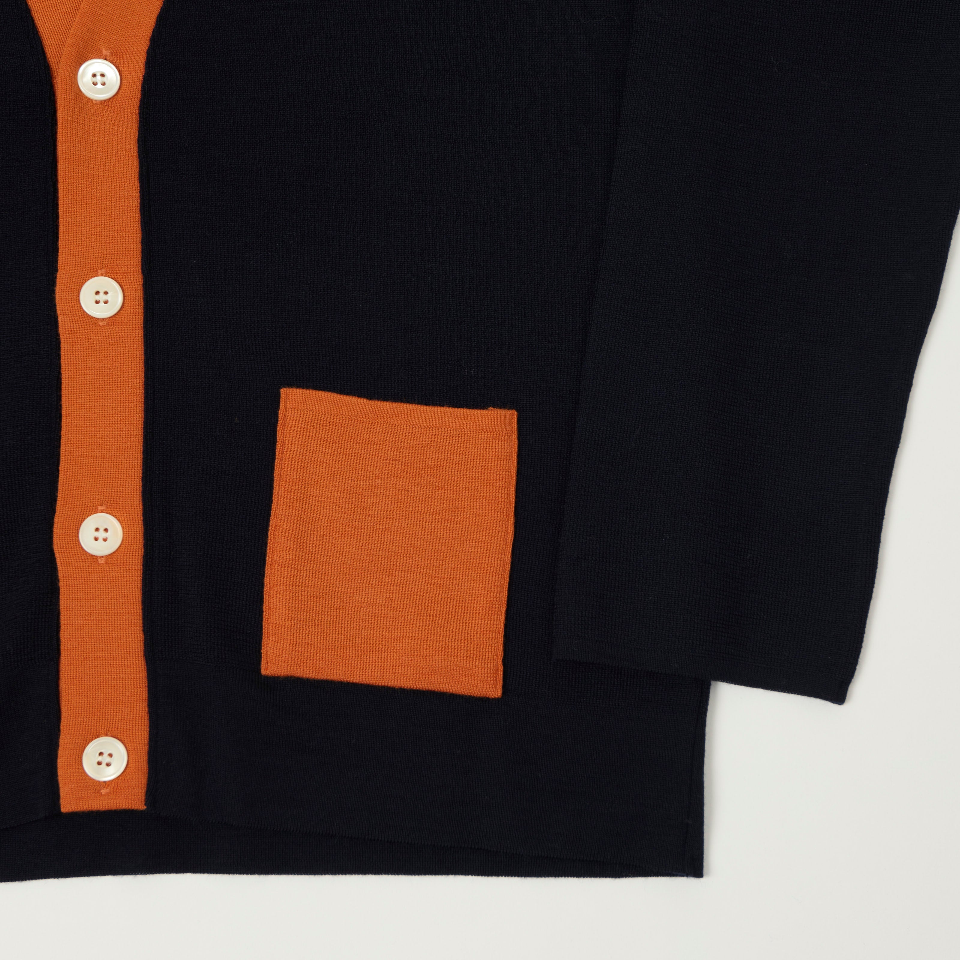FilMelange 'Wallace' Contrast Wool Cardigan - Navy/Orange