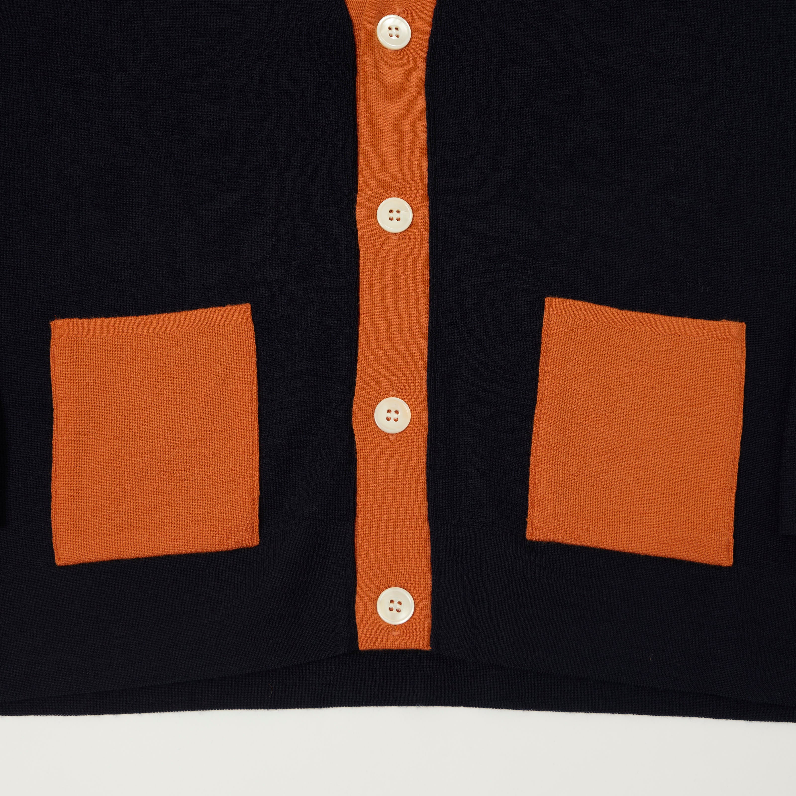 FilMelange 'Wallace' Contrast Wool Cardigan - Navy/Orange