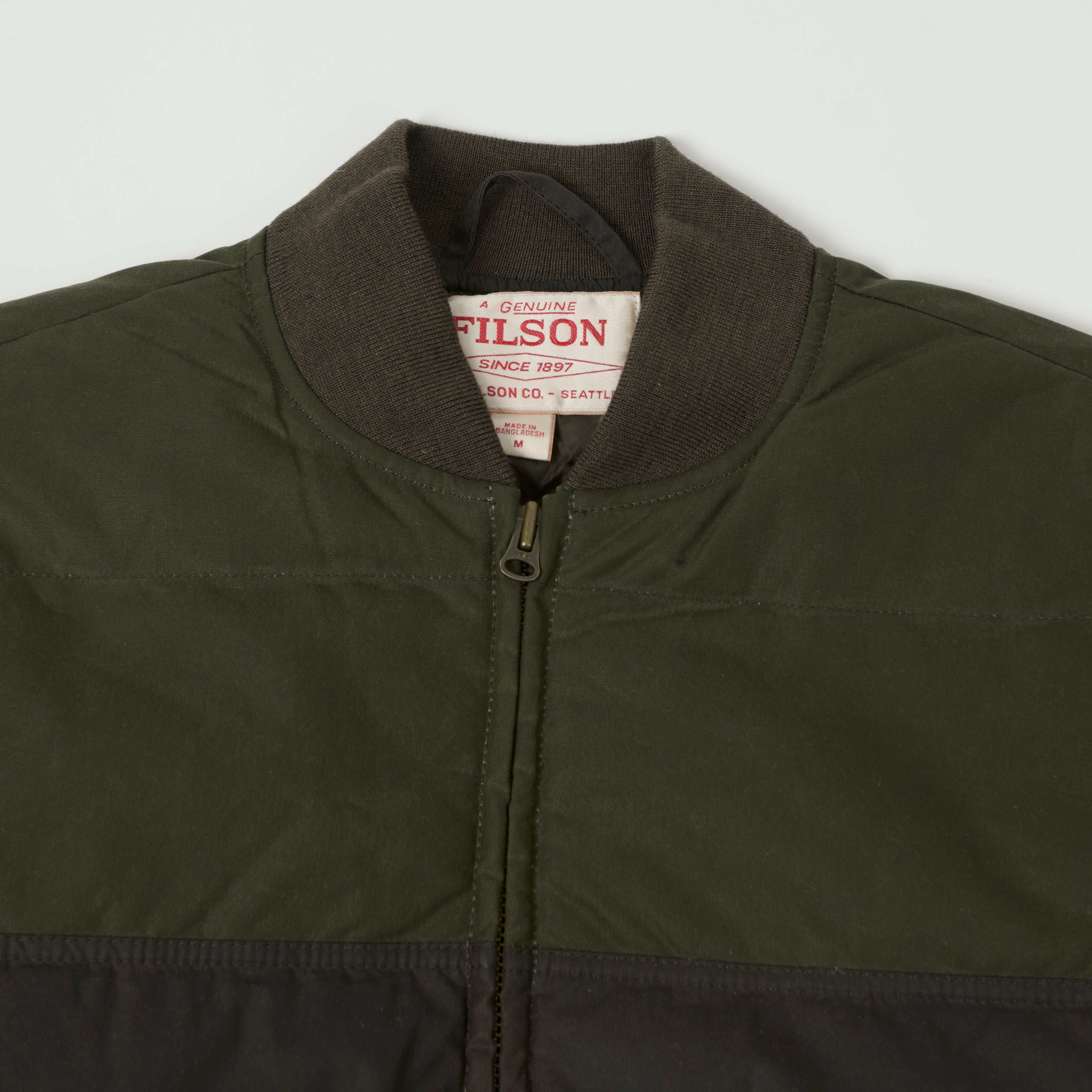 Filson Waxed Down Bomber Jacket - Otter Green